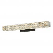  LIT6424BK-CRY-3CCT - 31" 25W 2400LM 3CCT LED, 3000K,4000K, 5000K Vanity Light with black backplate and crystal